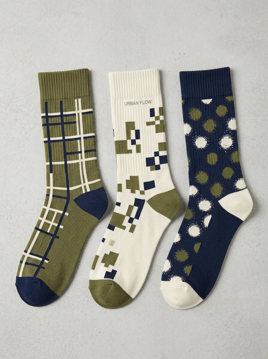 Plaid Pixel Casual Sock Set