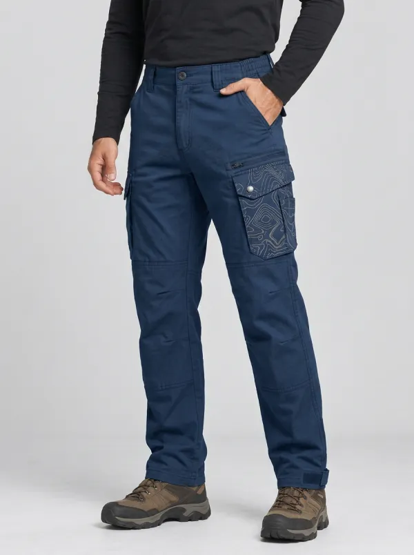 Men's Grey Topographic Multi-Pocket Tactical Cargo Pants