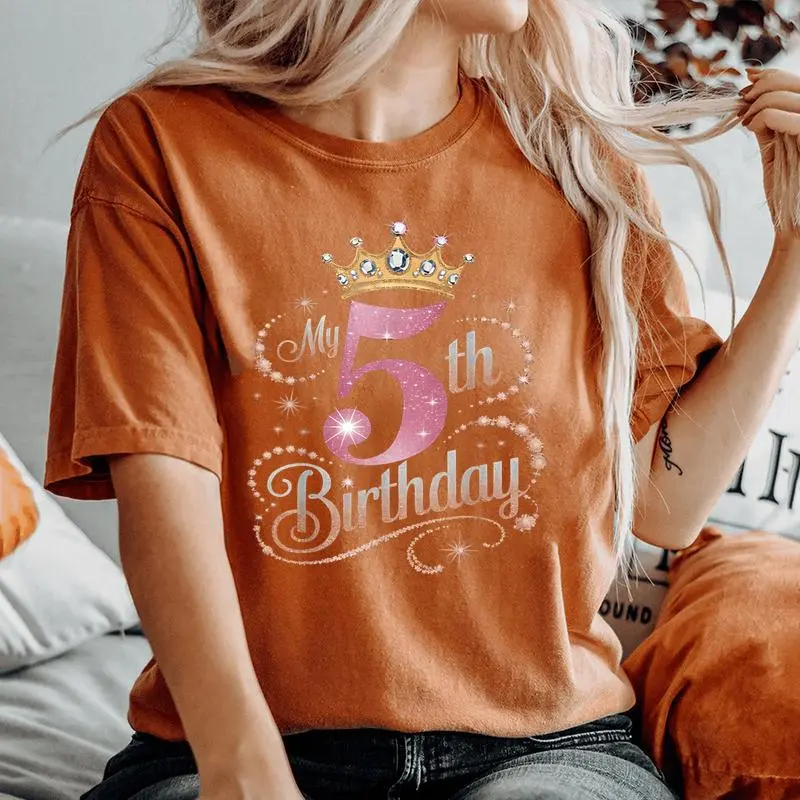 5 Birthday 5Th Birthday Girl 5 Year Old Birthday Girl Women's Oversized Comfort T-Shirt