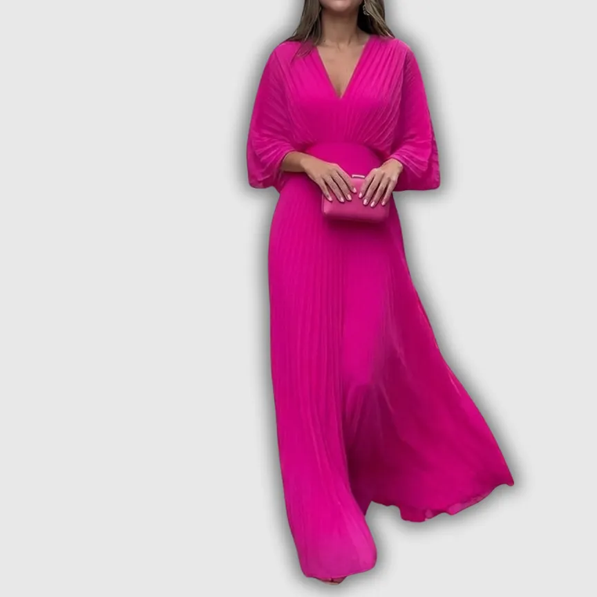 Pleated Flowing Maxi Dress
