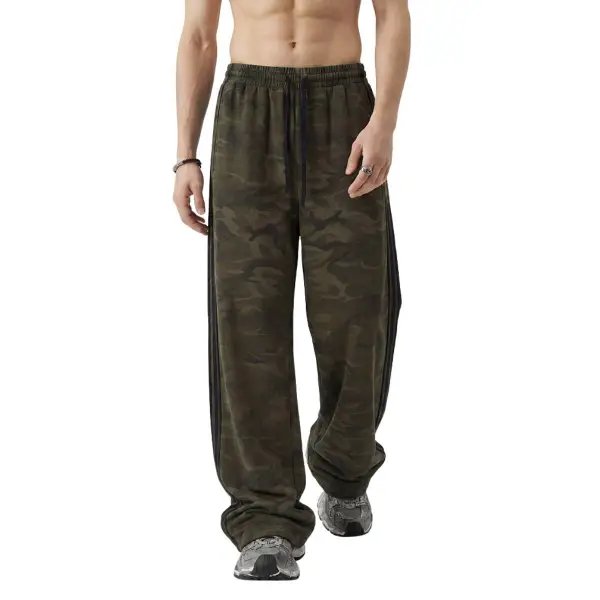 Straight Leg Drawstring Waist Camouflage Men's Sweatpants