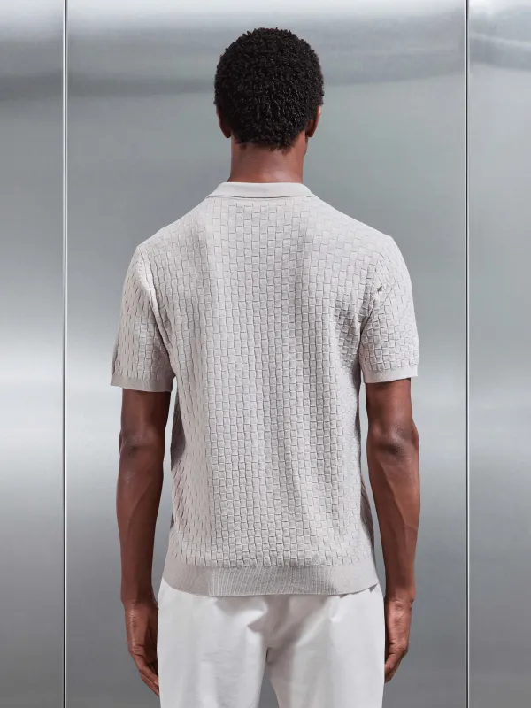 Textured Square Knit Button Shirt