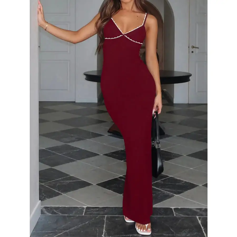 Lace Detail Slim Fit Bodycon Maxi Dress
