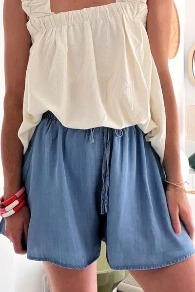 Elastic Waist Wide Leg Shorts