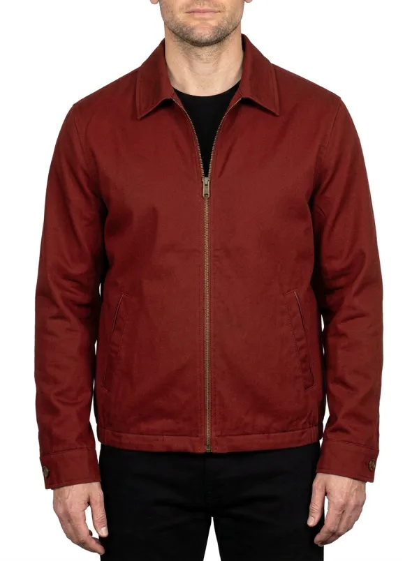 Men's Olive Green Minimalist Solid Color Zip-up Jacket