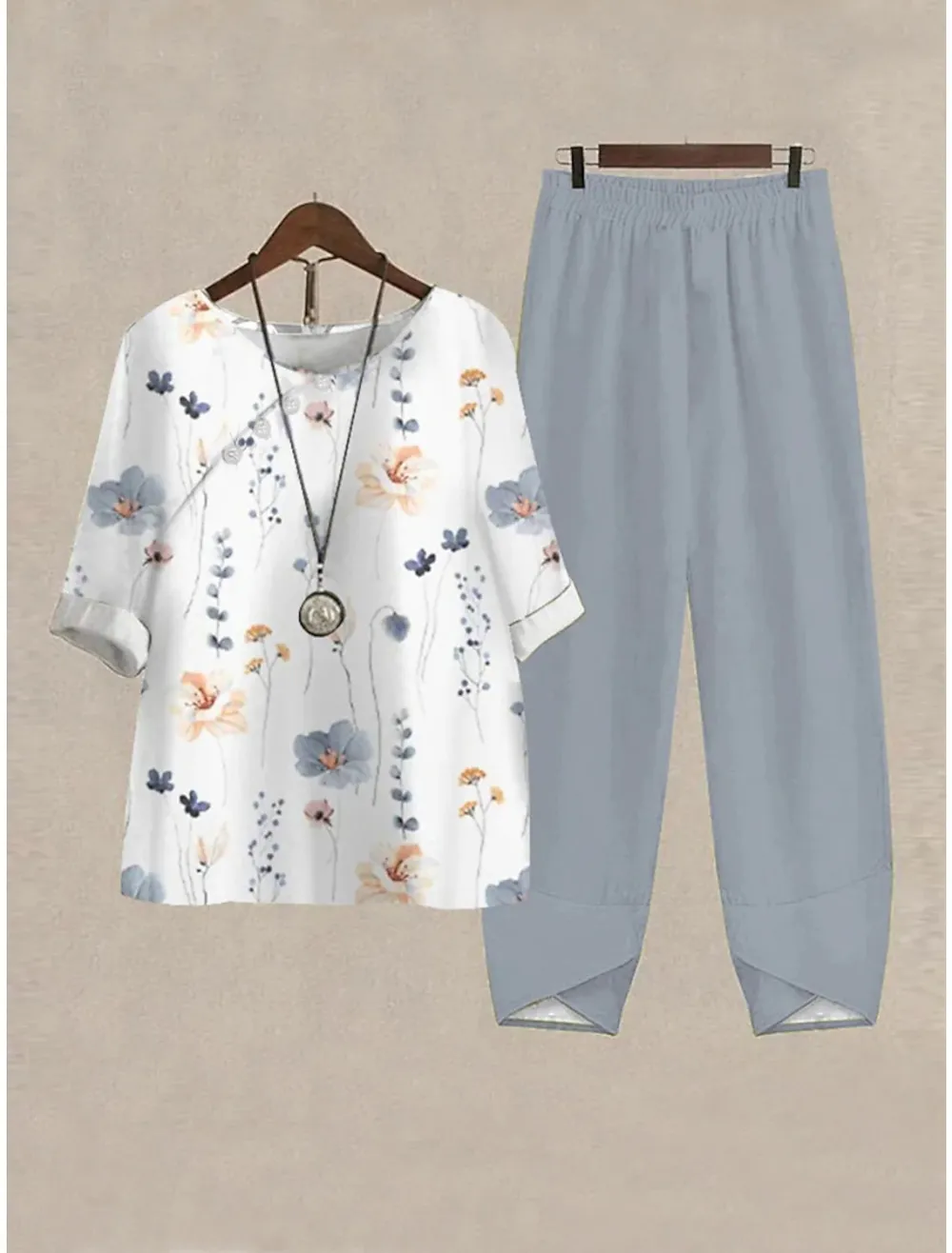 Women's Casual Daily Floral Print Two Piece Suit