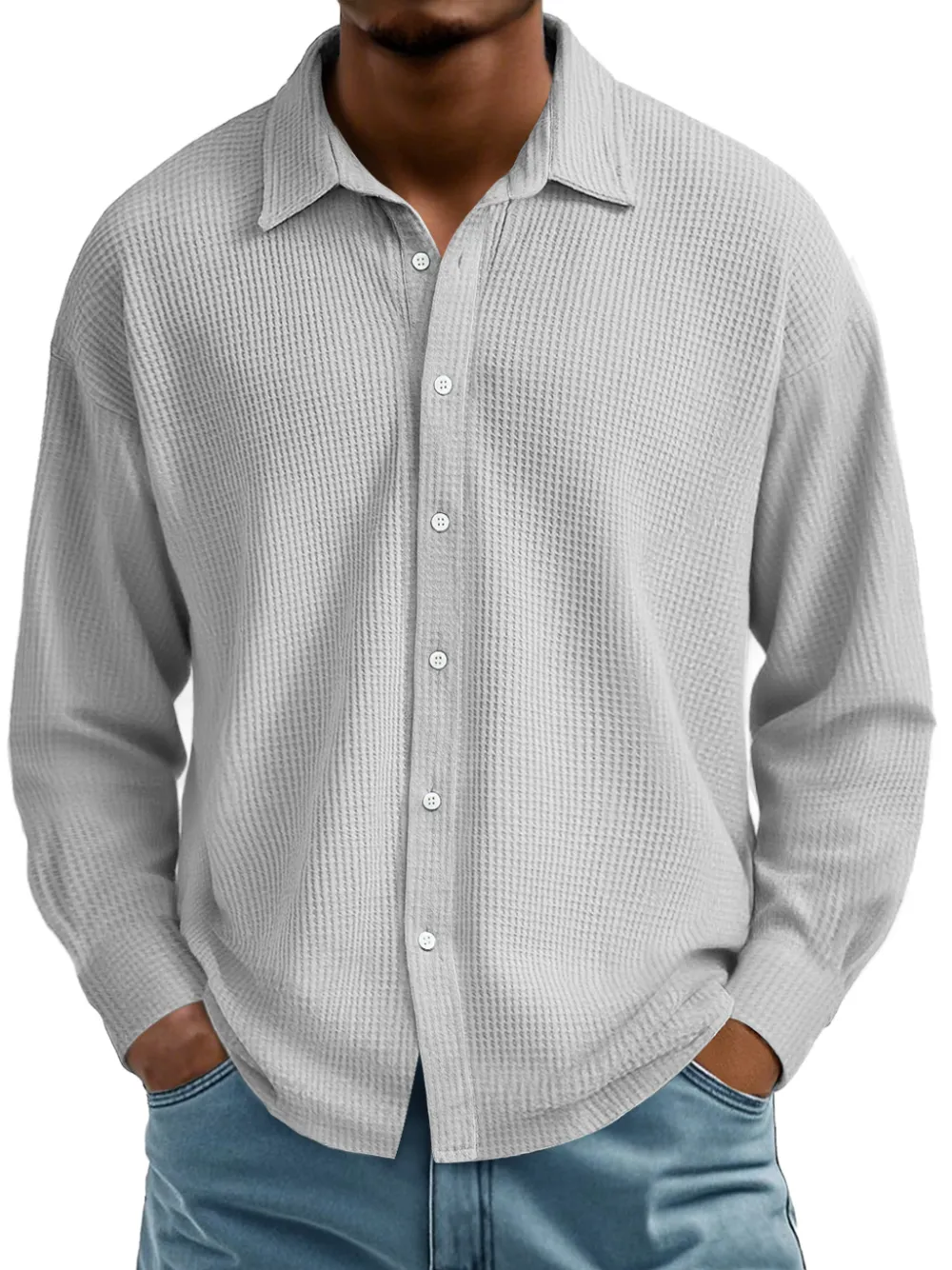 Textured Knit Camp Collar Shirt