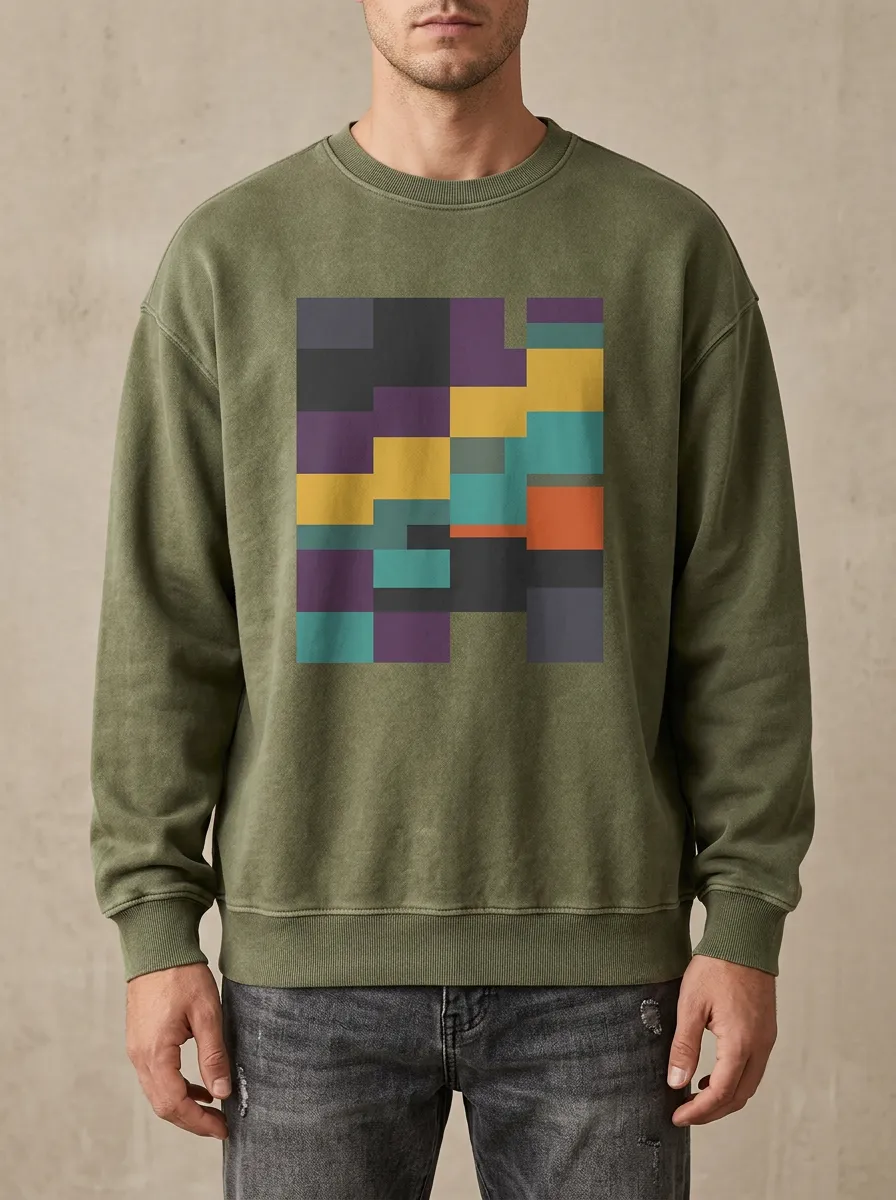Men's Abstract Geometric Pattern Printed Sweatshirt