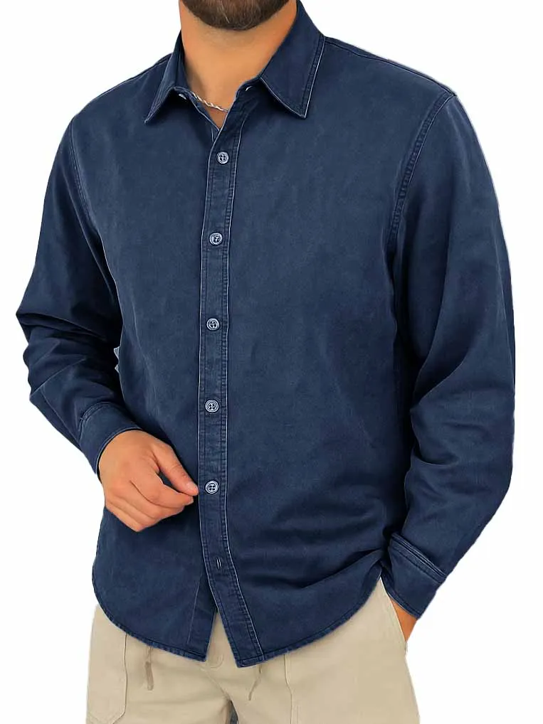 Comfort Fit Long Sleeve Camp Collar Shirt