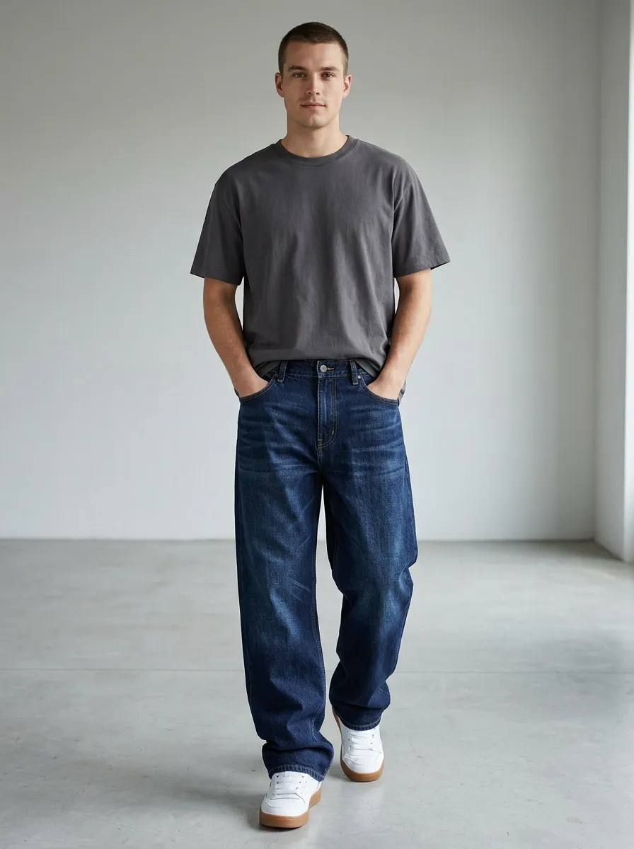 Men's Daily Loose Fit Relaxed Denim Jeans