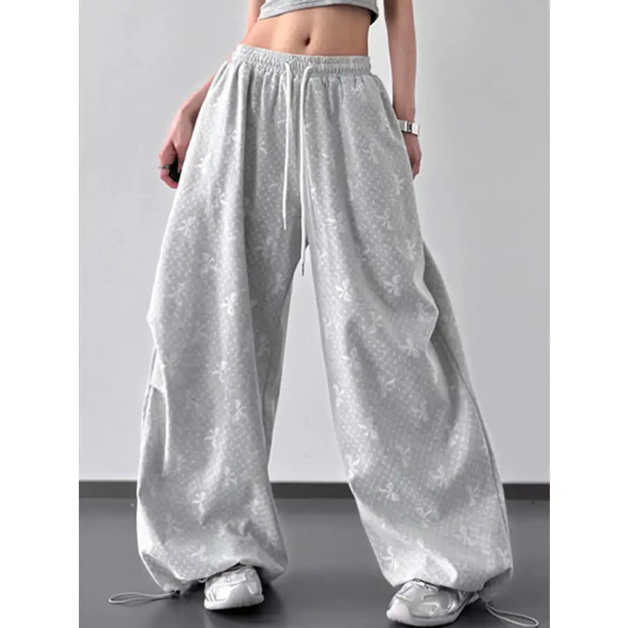 Wide Leg Casual Drawstring Pants