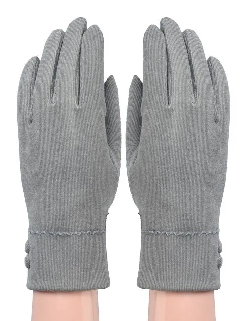 Button Detail Suede Gloves
