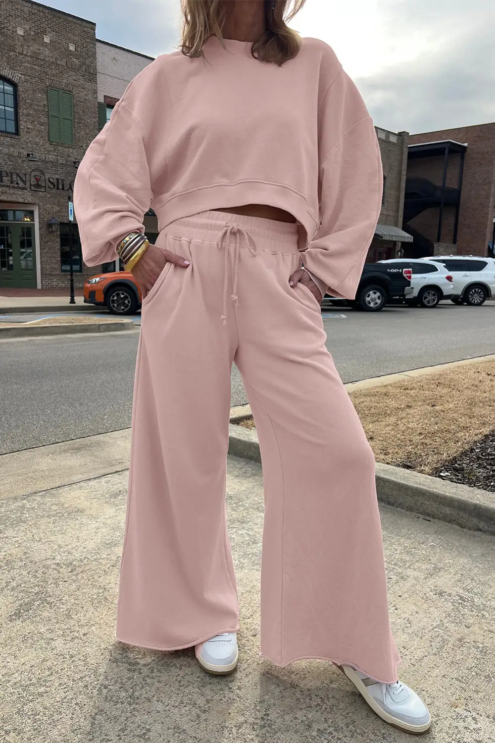 Sleeve Pullover Soft Pants Lounge Set