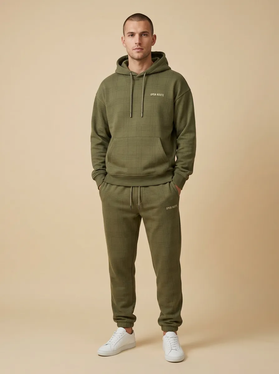 Men's Plaid Print Jogger Set