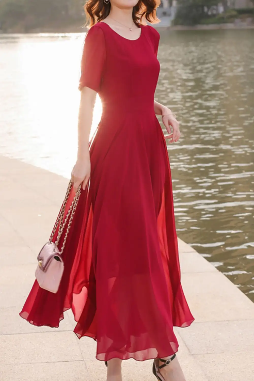Refined Chiffon Fit And Flare Maxi Dress