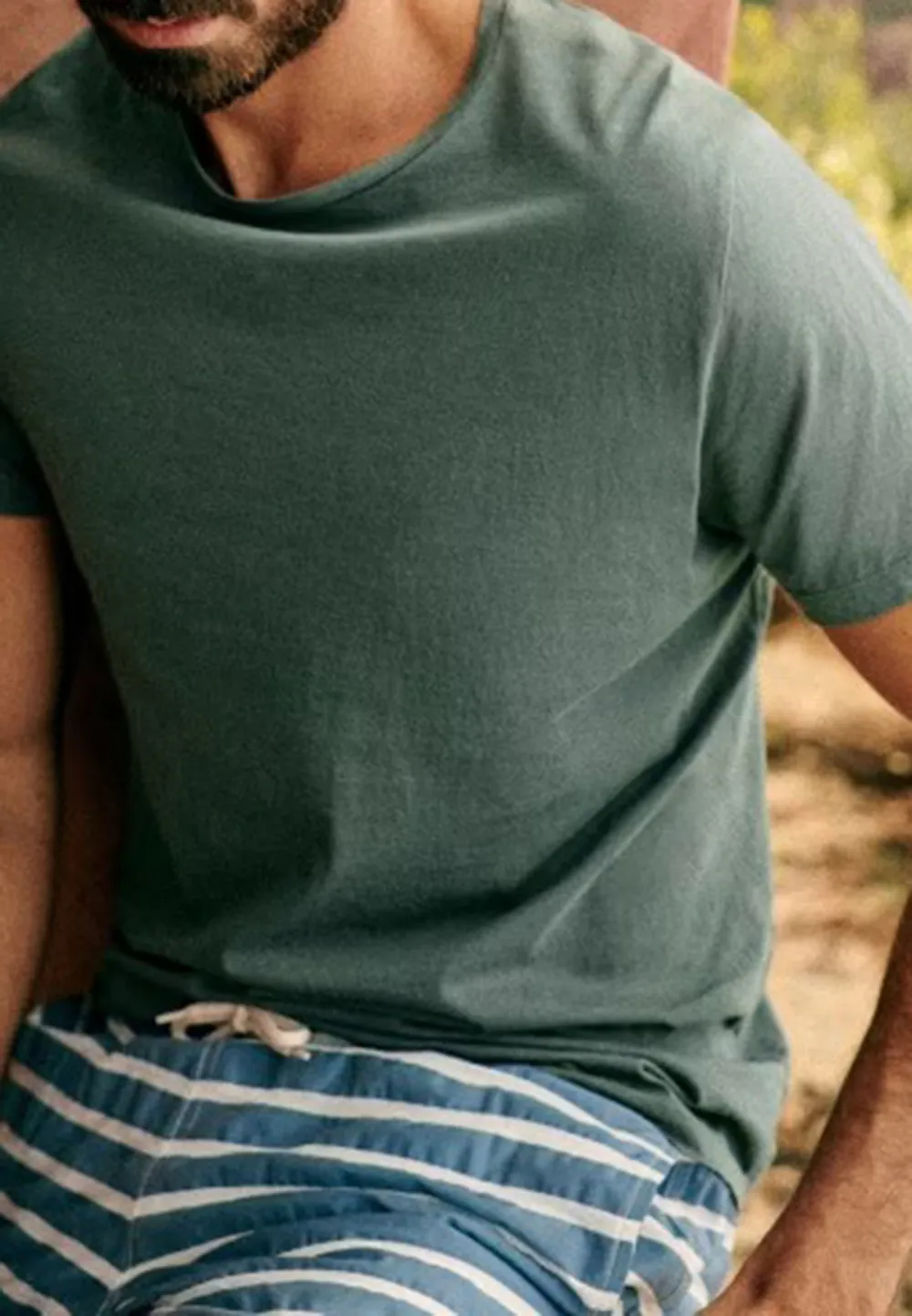 Steel Blue Washed Effect Crew Neck T-Shirt