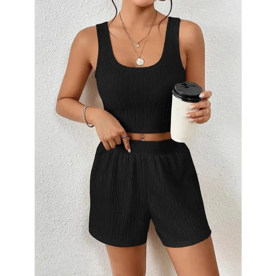 Scoop Neck Top and Shorts Set