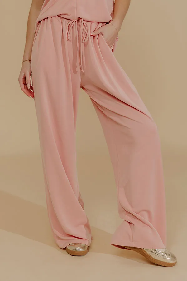 High Waist Wide Leg Modal Blend Drawstring Elastic Waist Pants