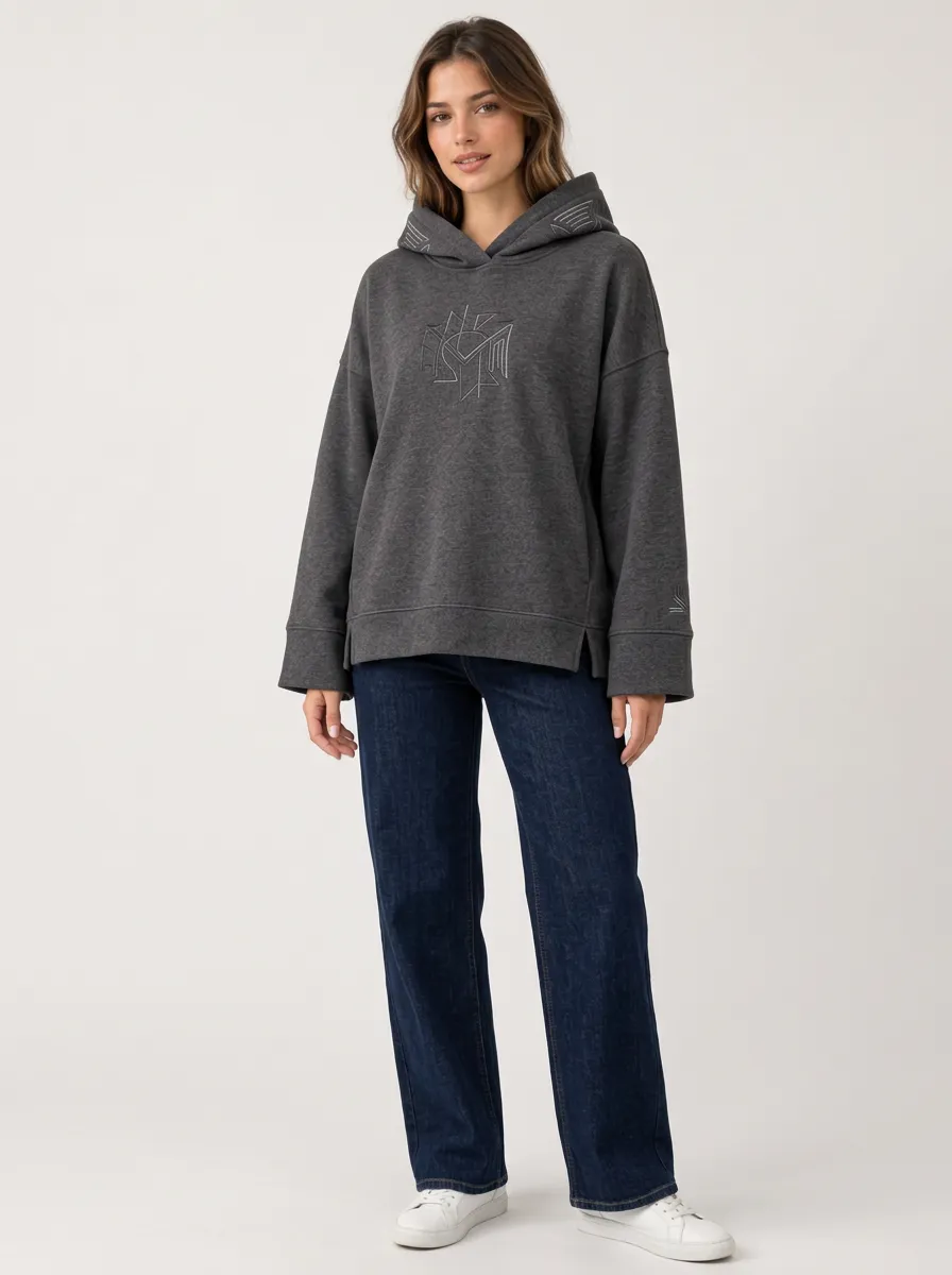 Nature Inspired Women's Geometric Embroidered Graphic Minimalist Hoodie