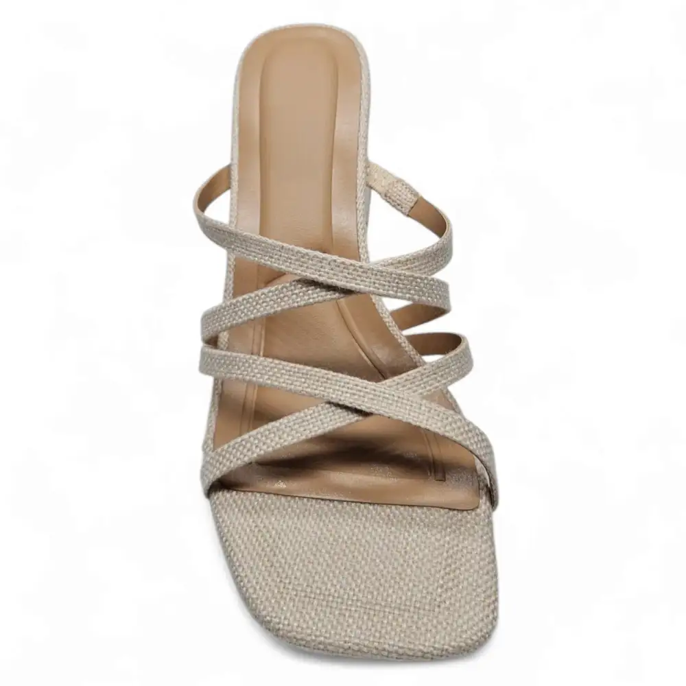 Queena Crisscross Strap Block Heel