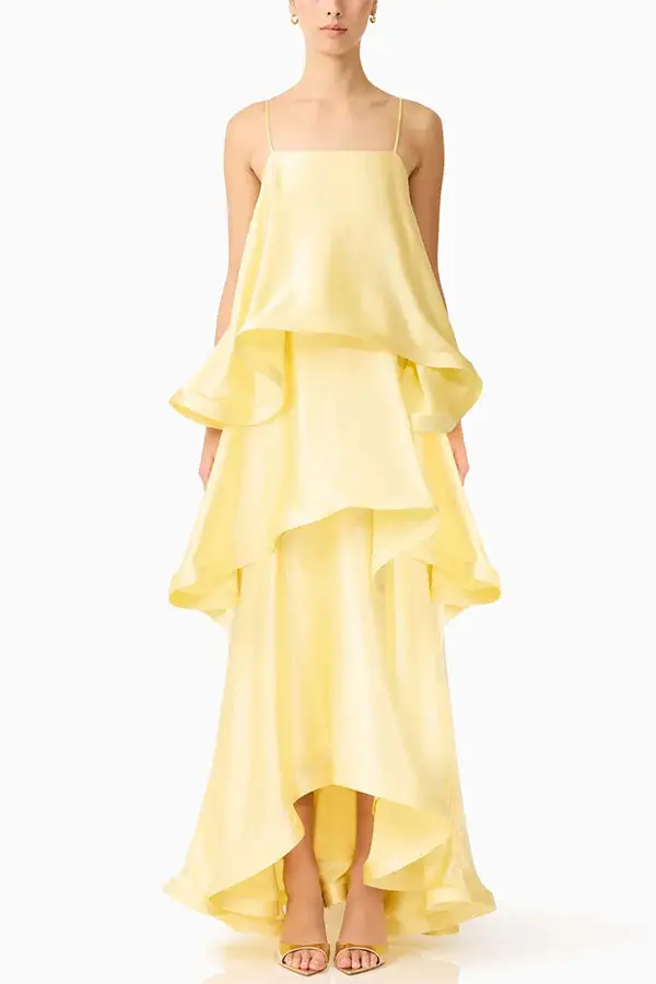 Sophisticated Elegant Tie Detail Tie Front Top And Flowing Maxi Skirt Set