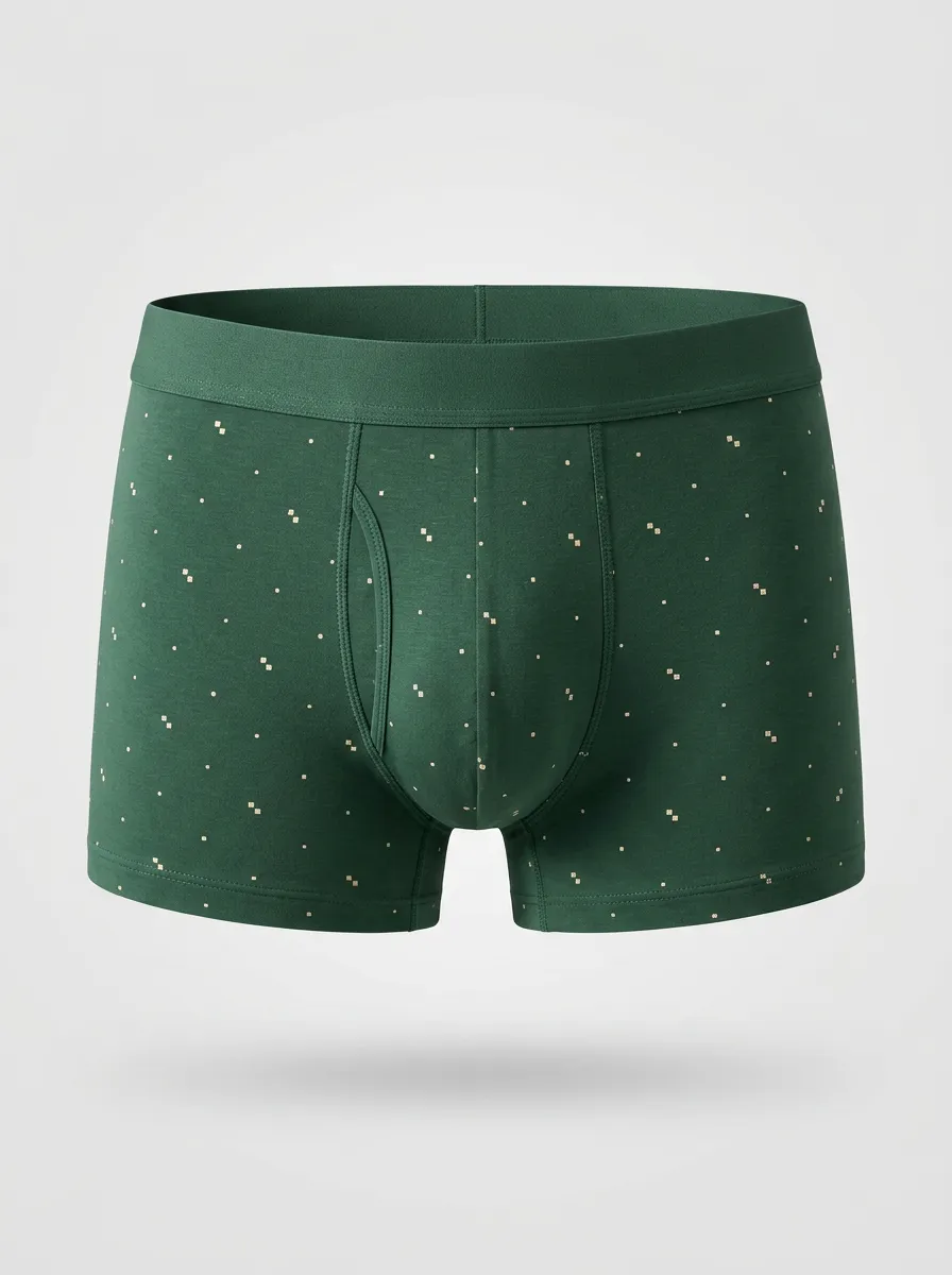 Men's Green Geometric Dot Printed Boxer Briefs
