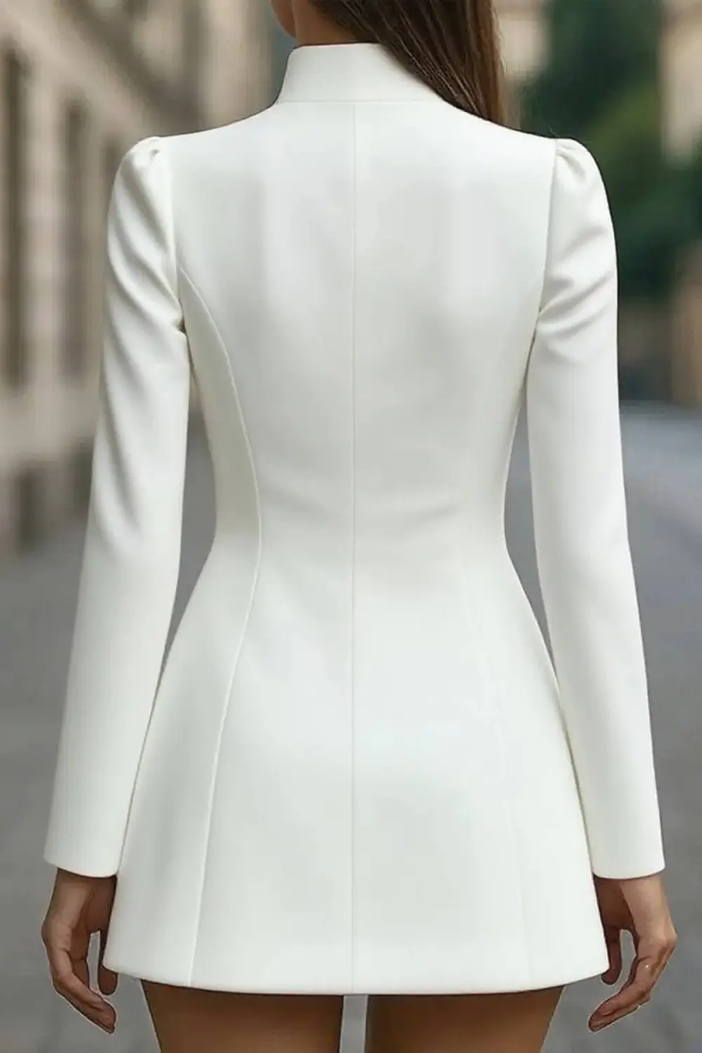 Retro High Neck Metal Button Mini Dress