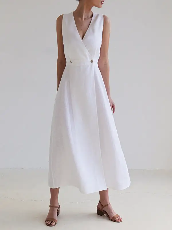 Joint Sleeveless Neck Maxi Dress