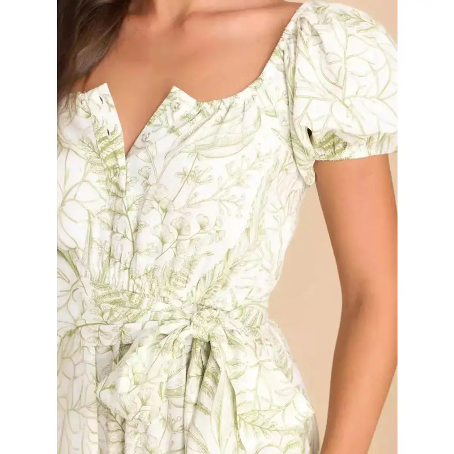 Printed Puff Sleeve Maxi Dress