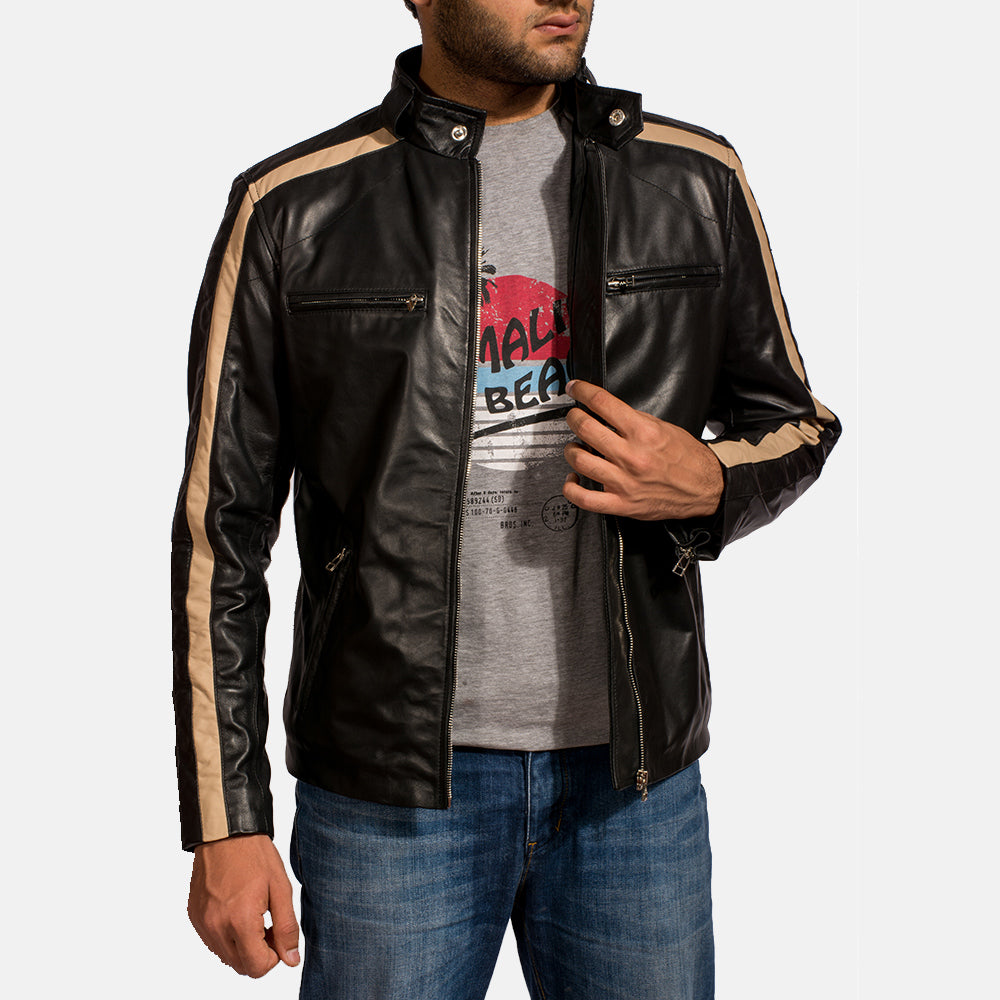 Men's Classic Clean Line Biker Leather Jacket
