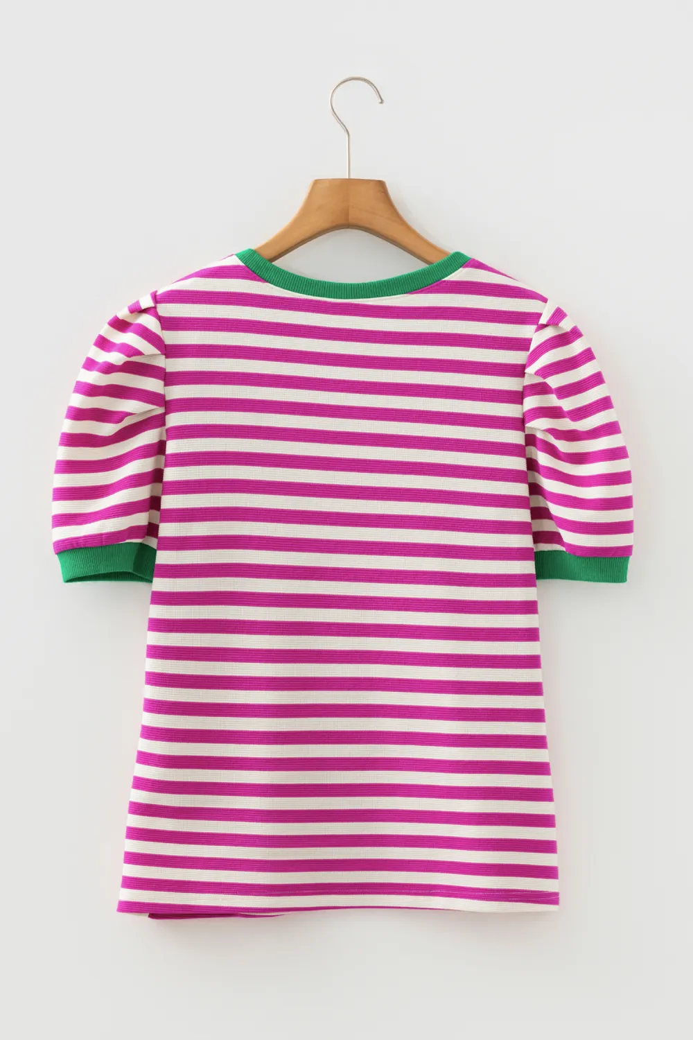Rose Stripe Short Puff Sleeve Tee
