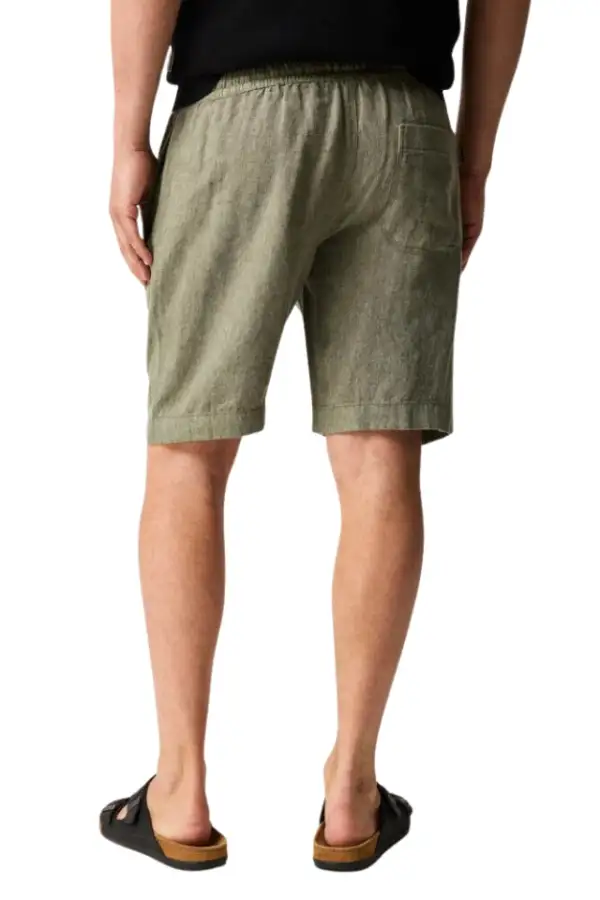 Relaxed Fit Button Closure Linen Shorts