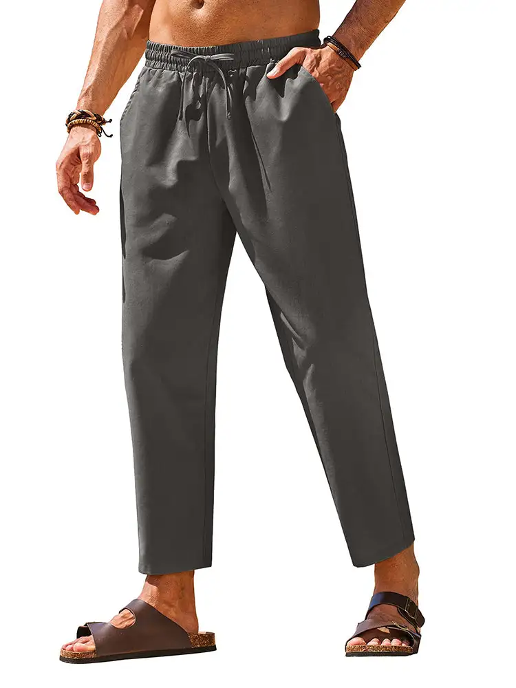 Casual Linen Blend Summer Trousers Pants