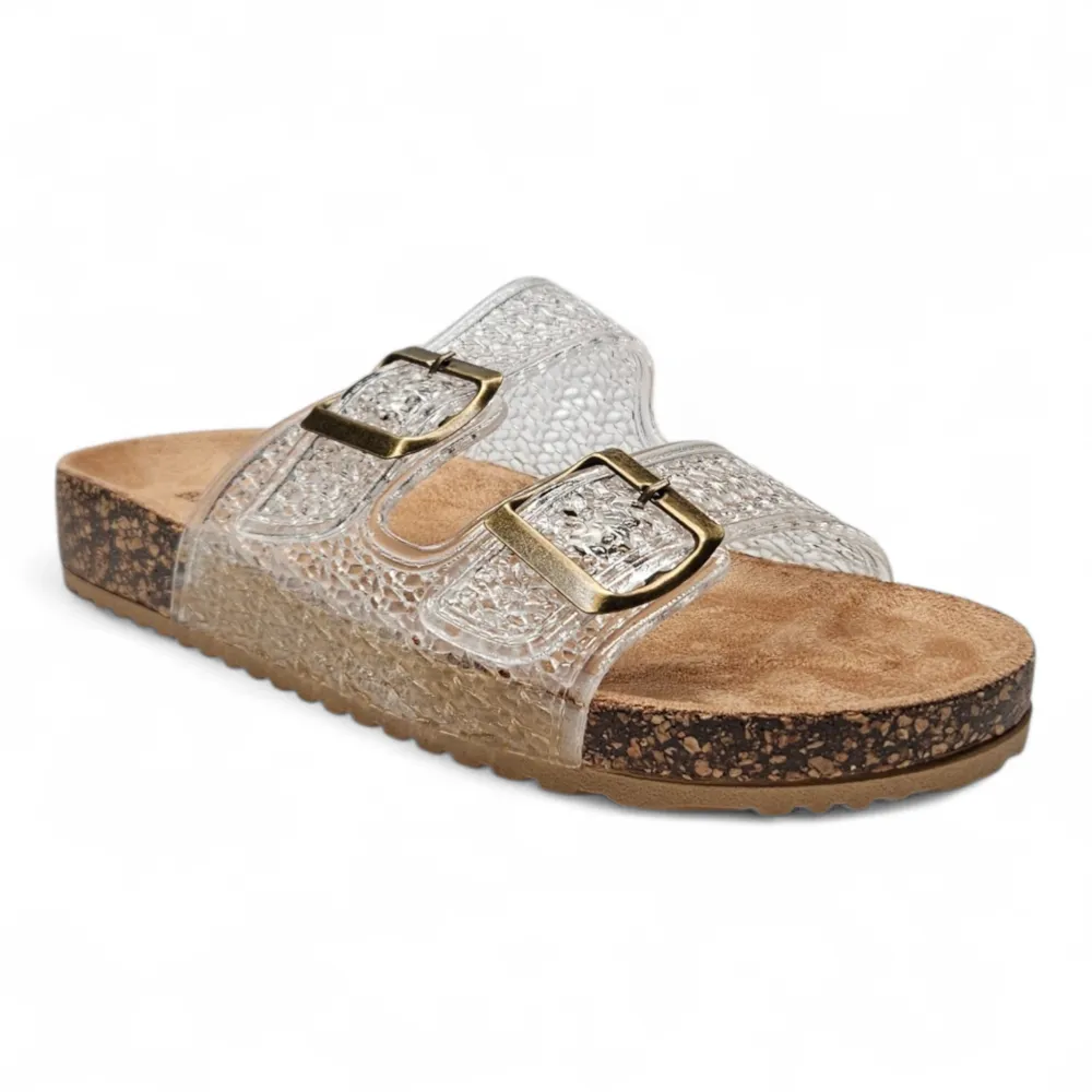 Mylove Jelly Double Buckle Band Footbed Sandals