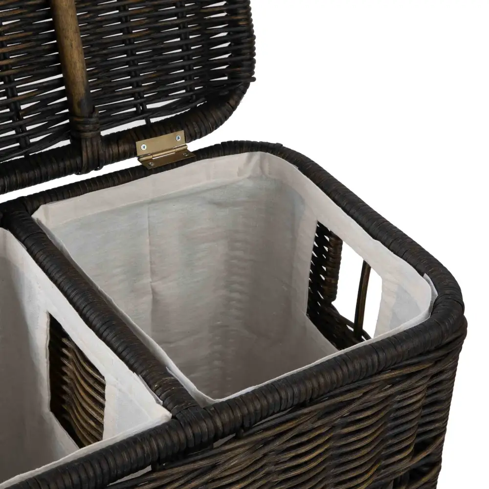 Fabric Liner For Compartment Wicker Laundry Hamper 2