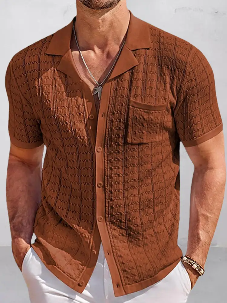 Casual Breathable Textured Knit Shirt