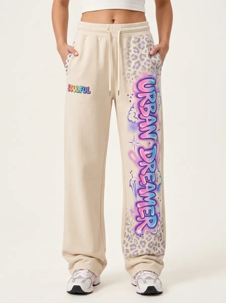 Women's Streetwear Urban Dreamer Graffiti Leopard Printed Joggers