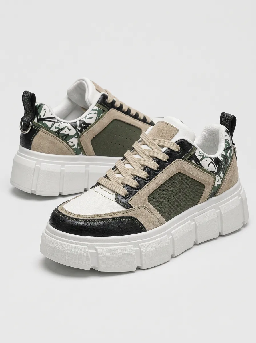 Men's Casual Streetwear Camo Pattern Printed Platform Sneakers