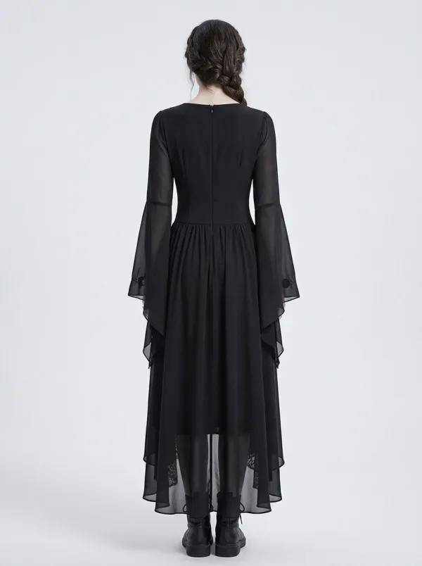 Punk Moon Phase Moon Embroidered Profile Women's Gothic Dress