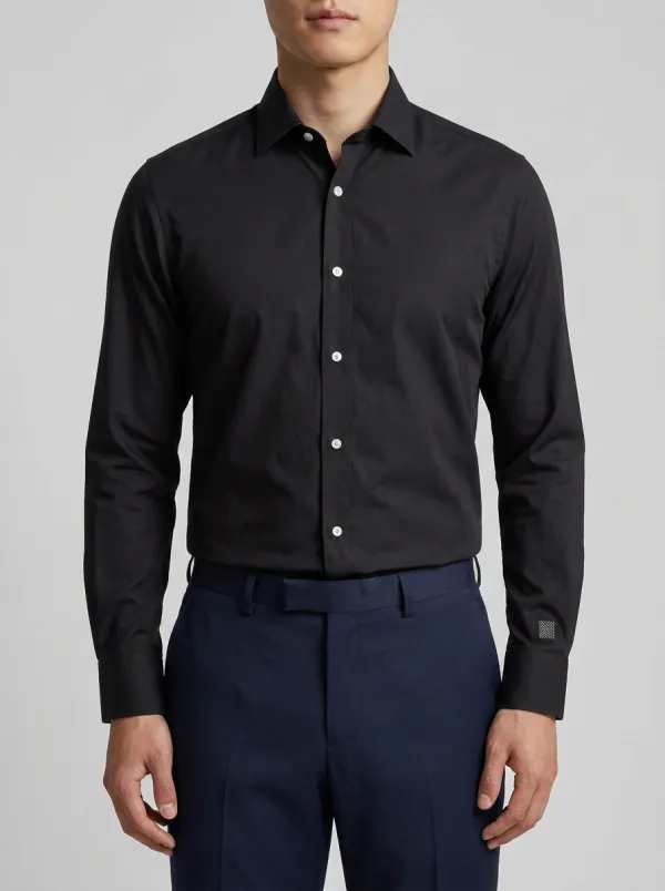 Men's Non-Iron Cotton Geometric Pattern Cuff Dress Shirt