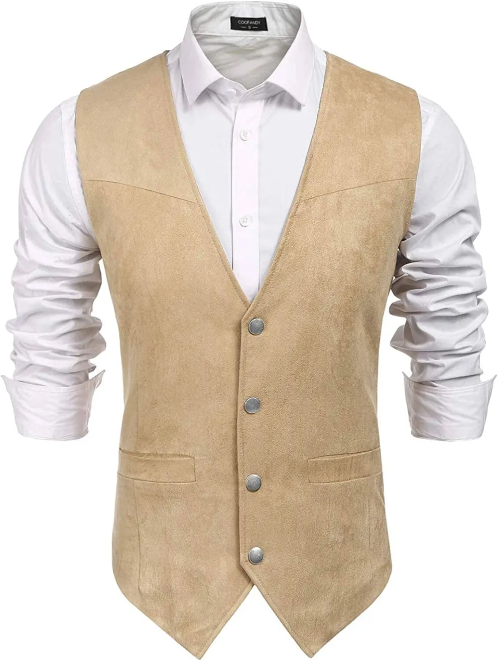 Solid Suede Leather Suit Vest Jeans
