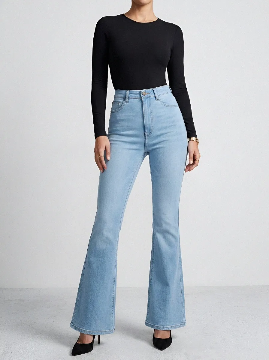 Elegant High-Waist Women's High-Waist Stretch Flare Jeans