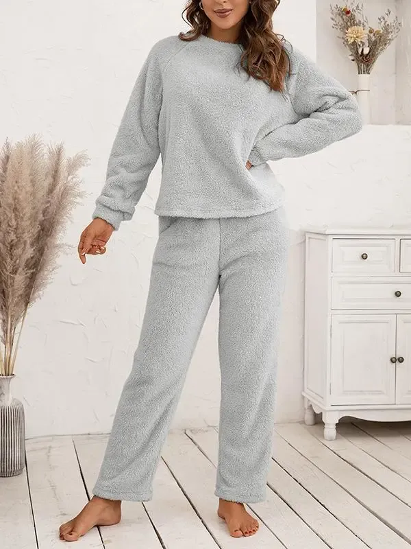 Loose Casual Home Wear Double-sided Plush Two-piece Set