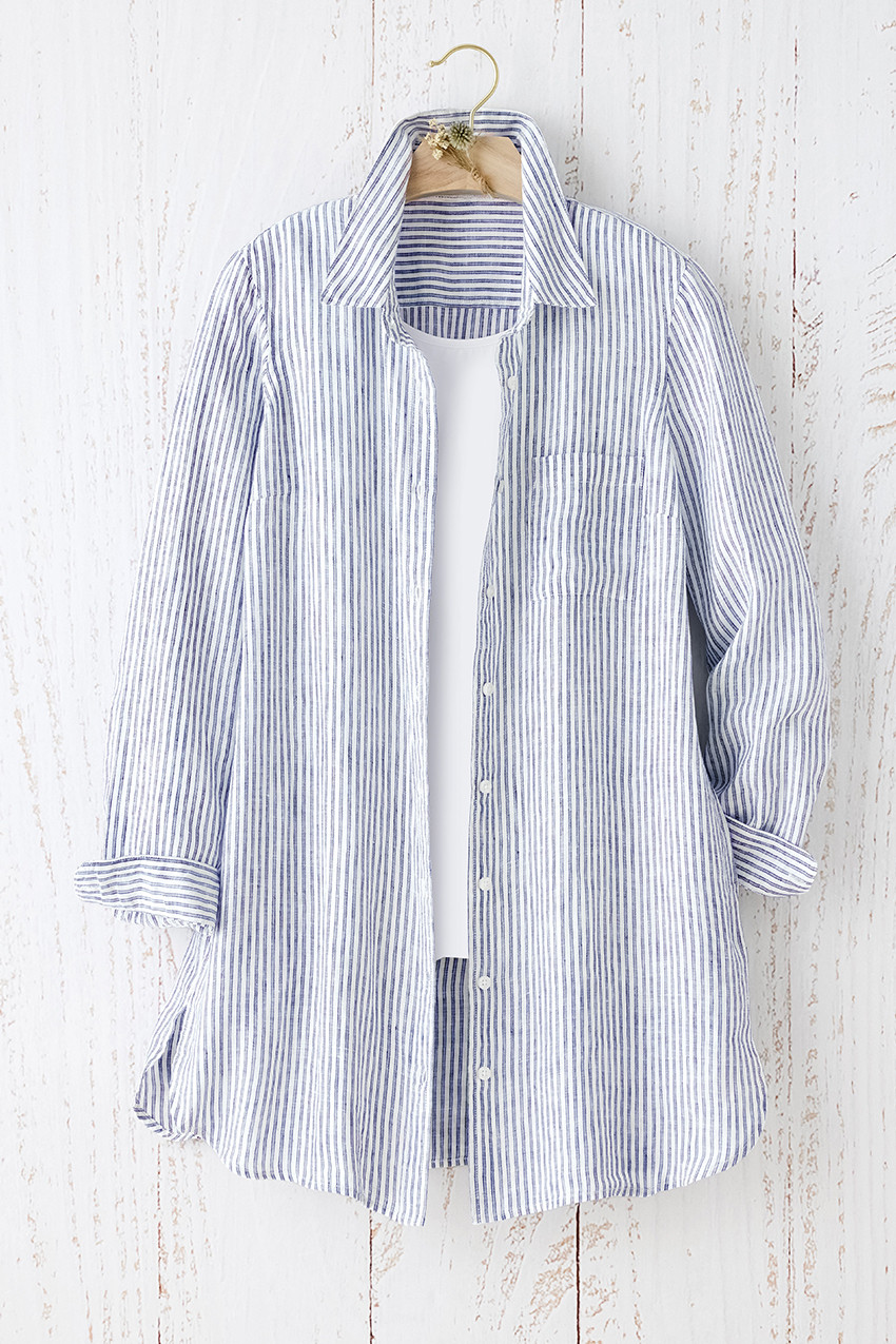 Striped Linen Tunic Topper