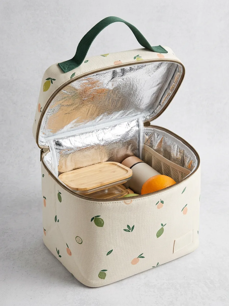 Fruit Lover Lemon Pattern Printed Insulated Lunch Bag