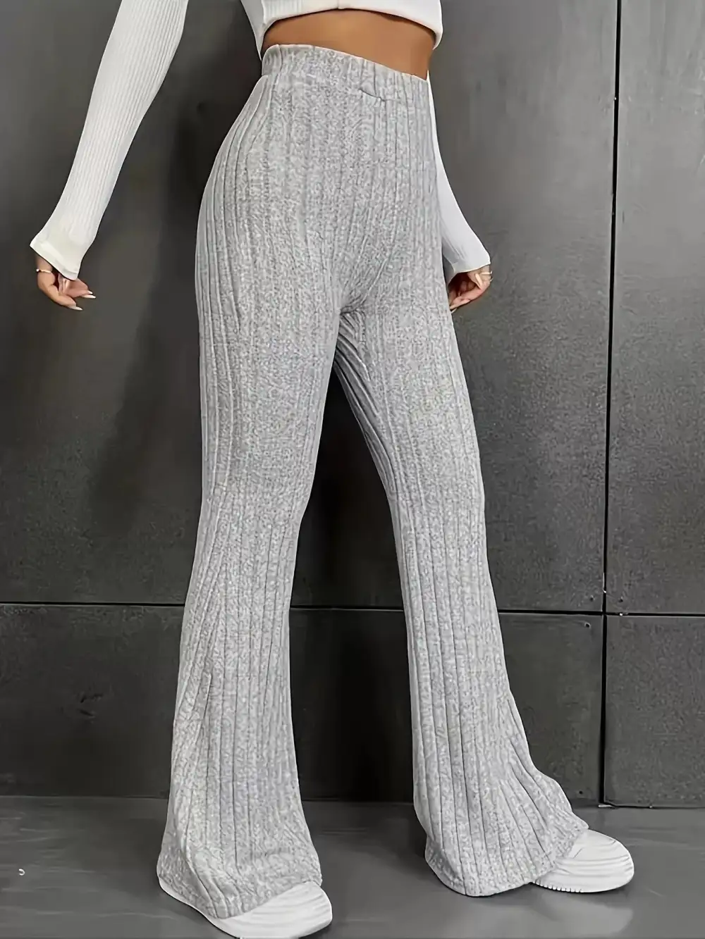 Flare High Waist Ribbed Pants