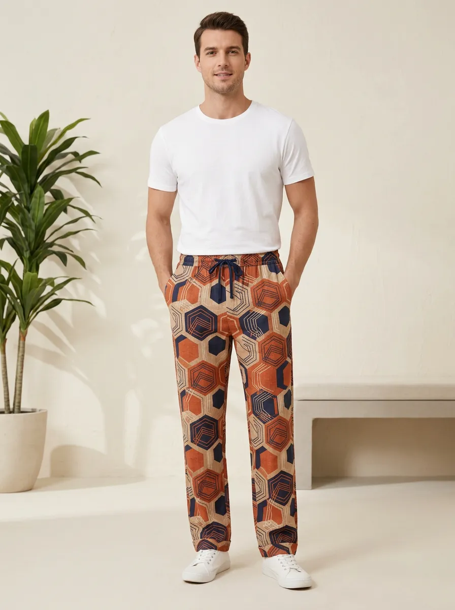 Men's Geometric Hexagon Printed Pants
