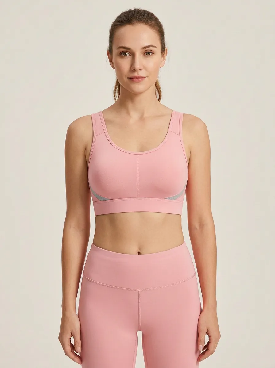 Women's Scoop-Neck Contrast-Panel Sports Bra