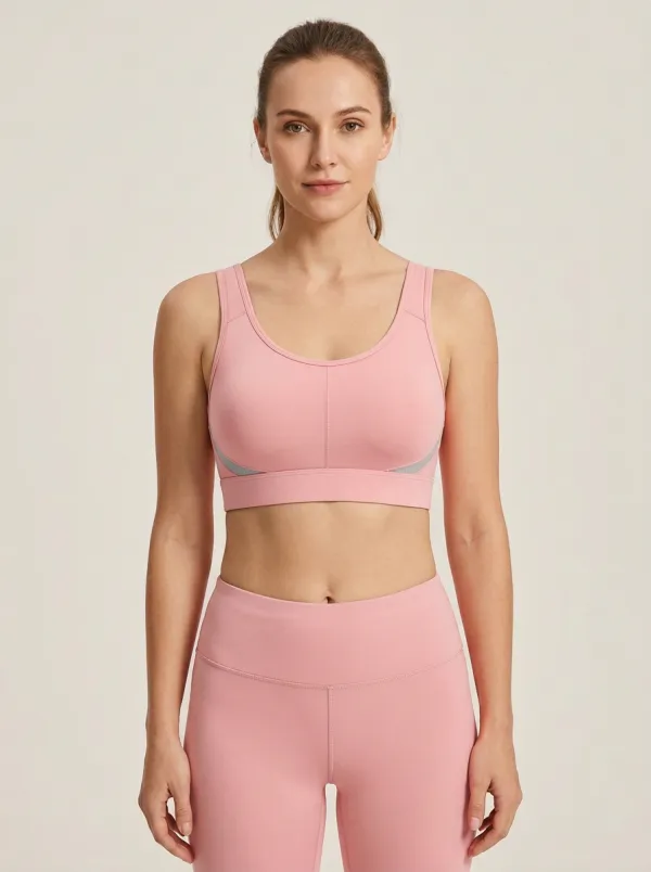 Women's Scoop-Neck Contrast-Panel Sports Bra