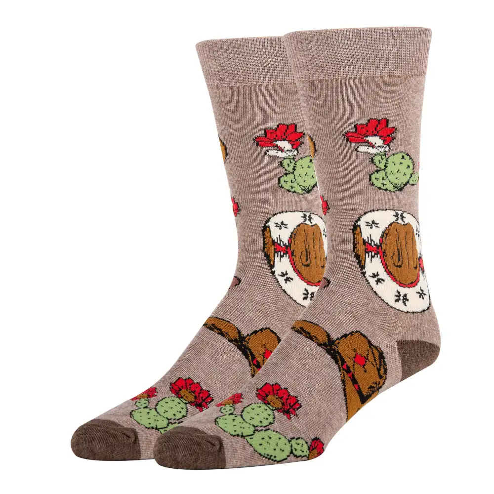 Classic Cotton Blend Western Motif Crew Socks